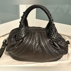 Fendi Nappa Baby Spy Bag Satchel Top Handle Espresso Brown Vintage Authentic